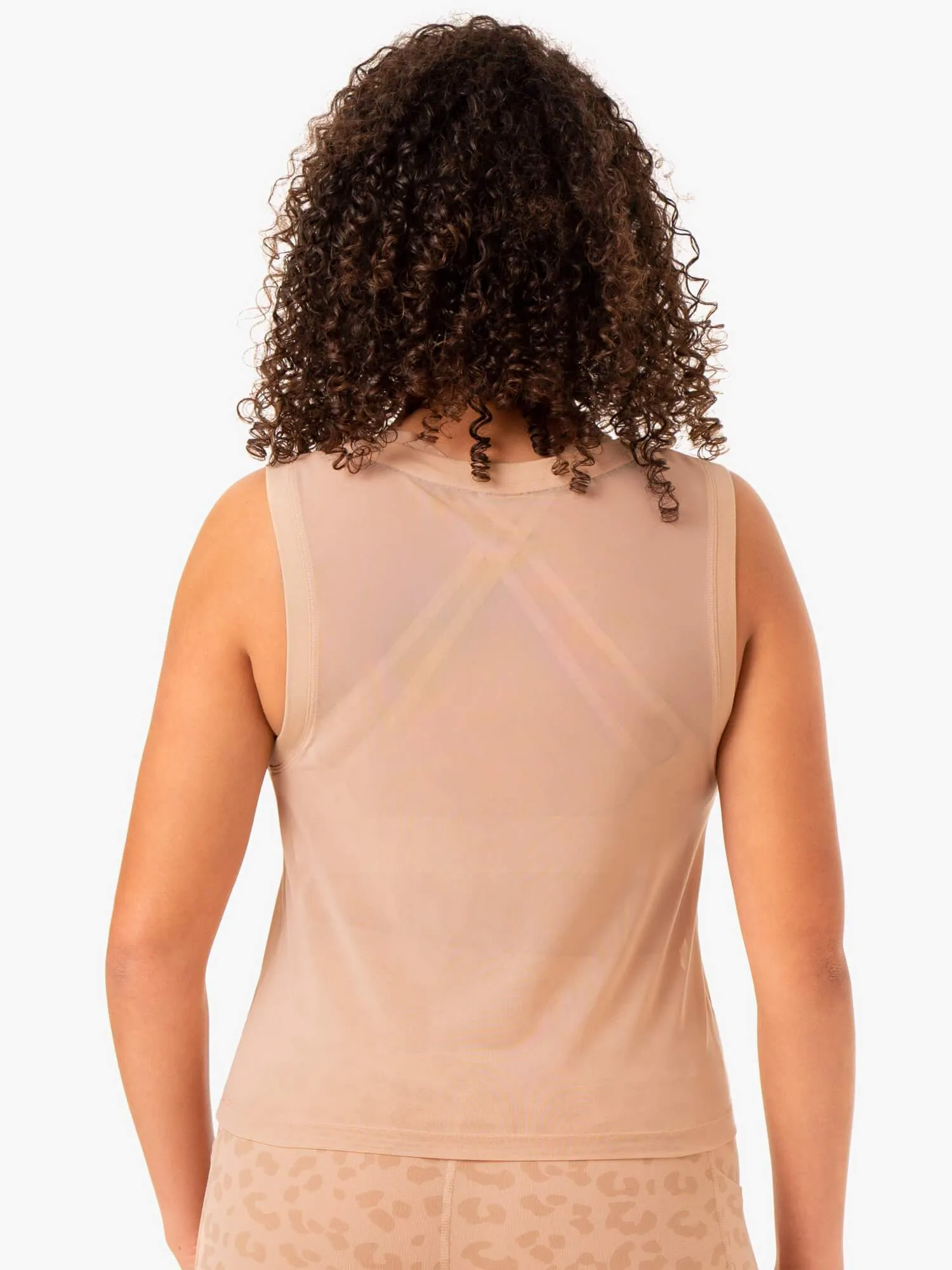 Durable Reinforced Elbow Patches Ultra Mesh Tank - Tan