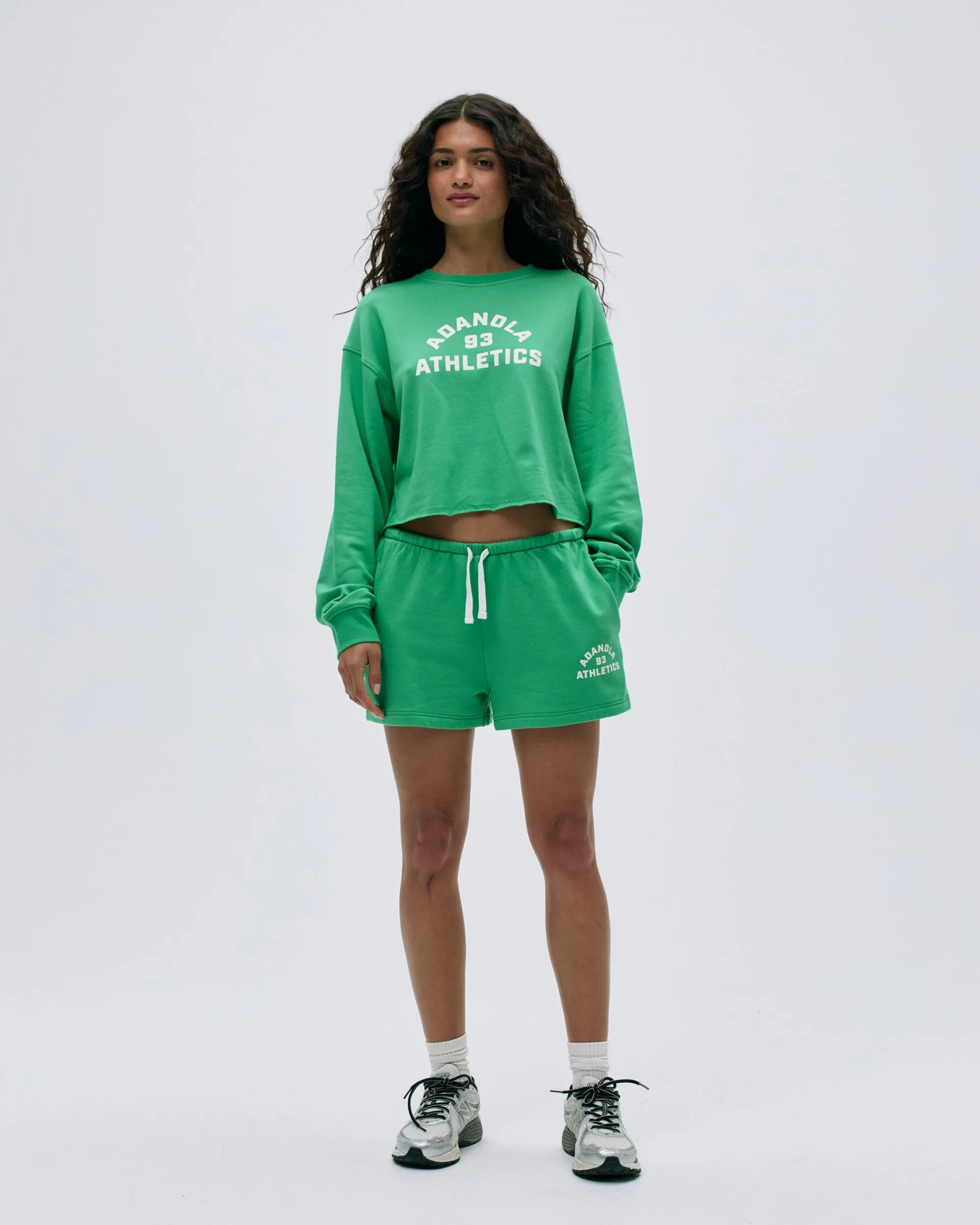 Campus Modal-Blend Sweat Shorts - Jade Green/Marshmallow White Sporty Design