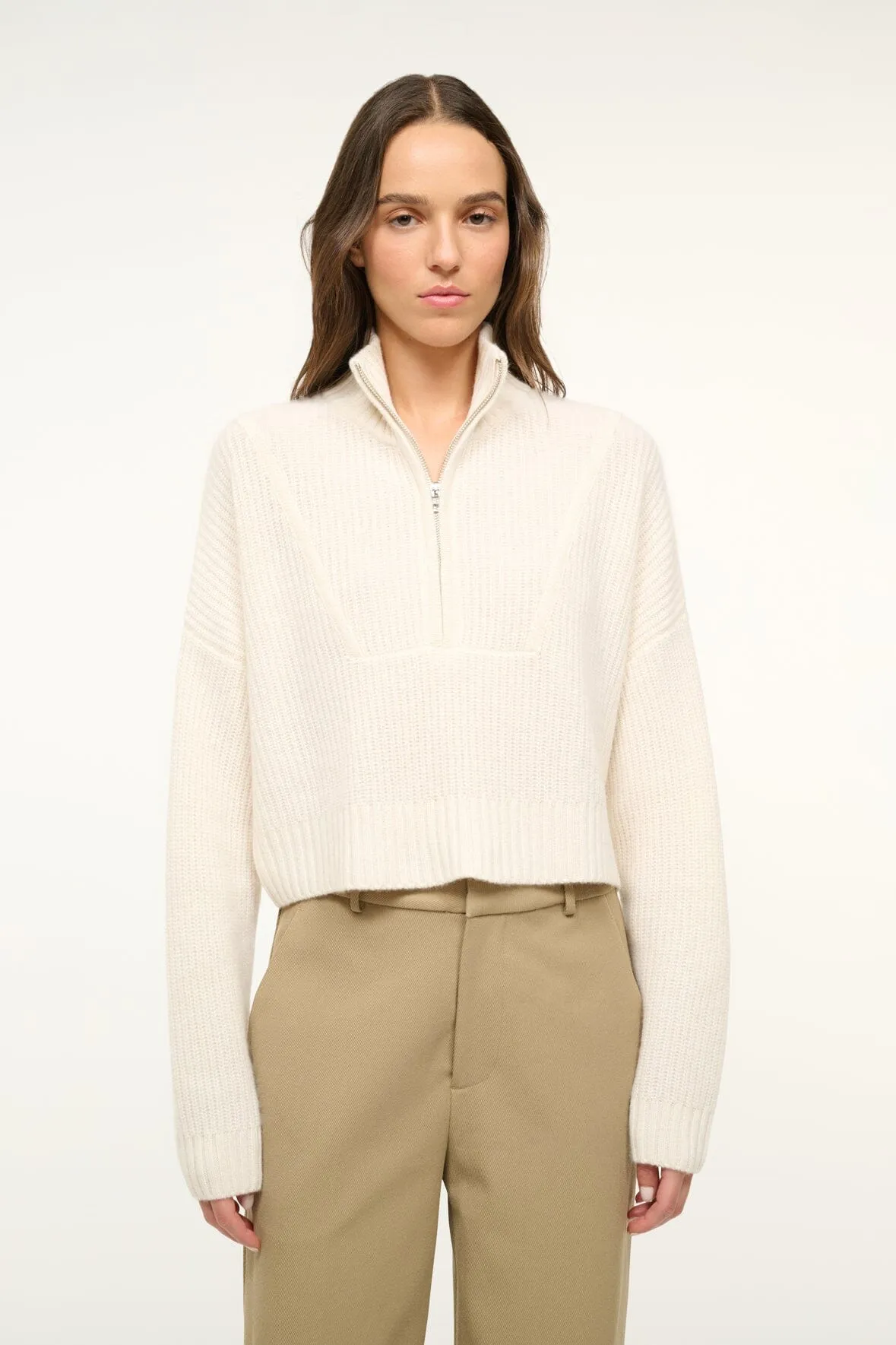CASHMERE CROPPED HAMPTON SWEATER | IVORY All Purpose Wear crew neck