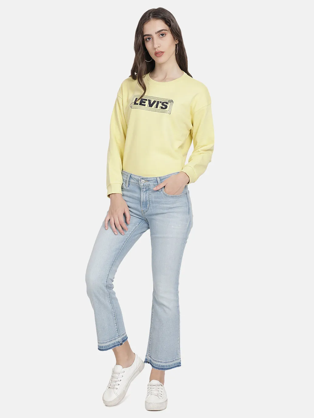 Women's 715 Blue Flared Fit Mid Rise Jeans Strong Stitch Everyday Loose Music Event