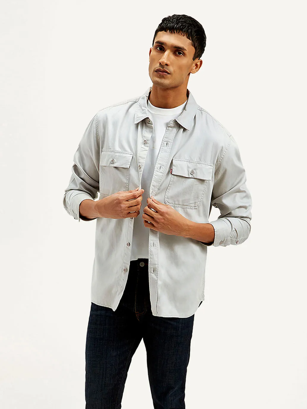 Men's Solid Regular Fit Shirt Errand Ready Two Tone Stitching