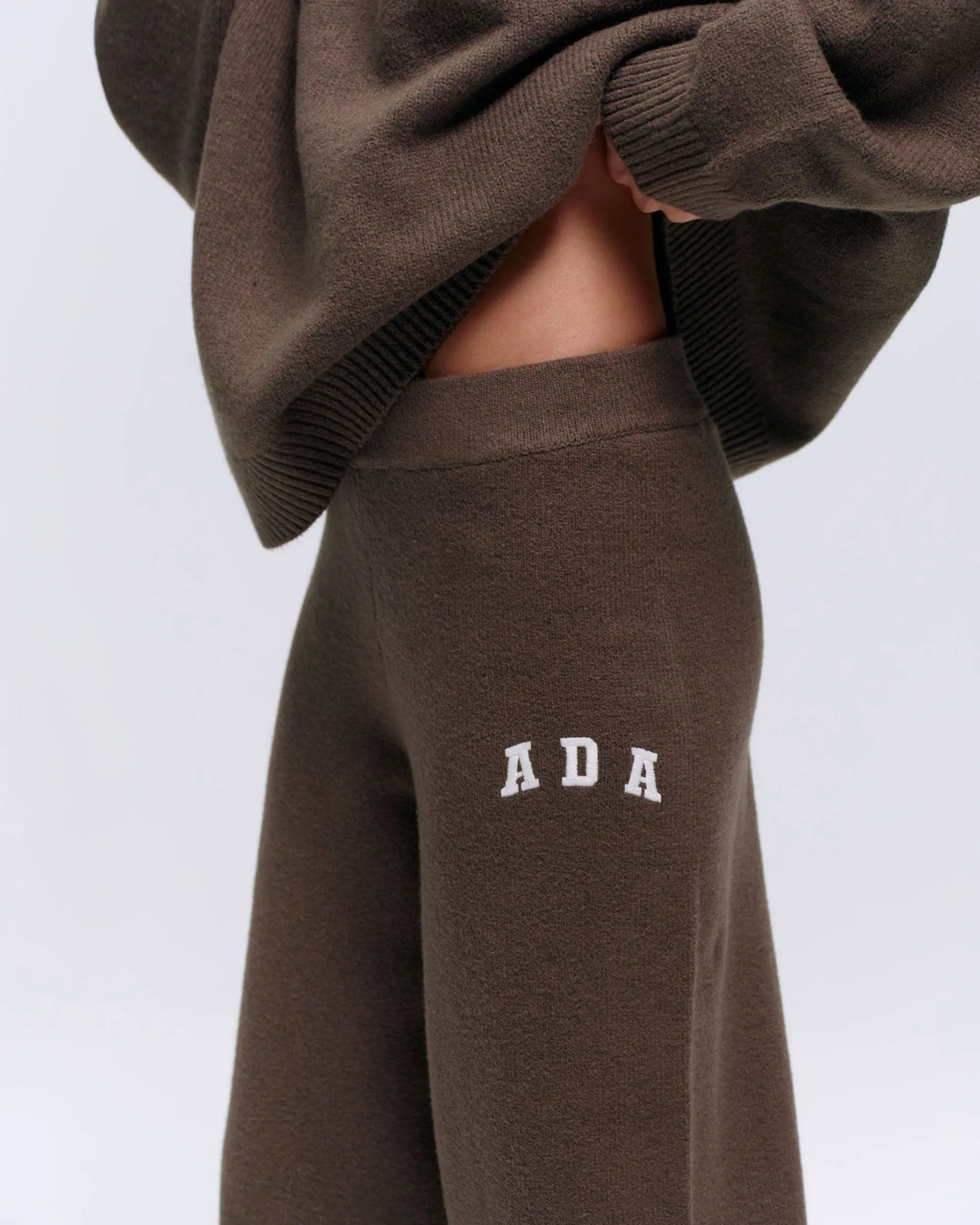 ADA Knit Straight Leg Sweatpants - Dark Cocoa Brown/Cream NonIrritatingStitching Stretchable Comfort