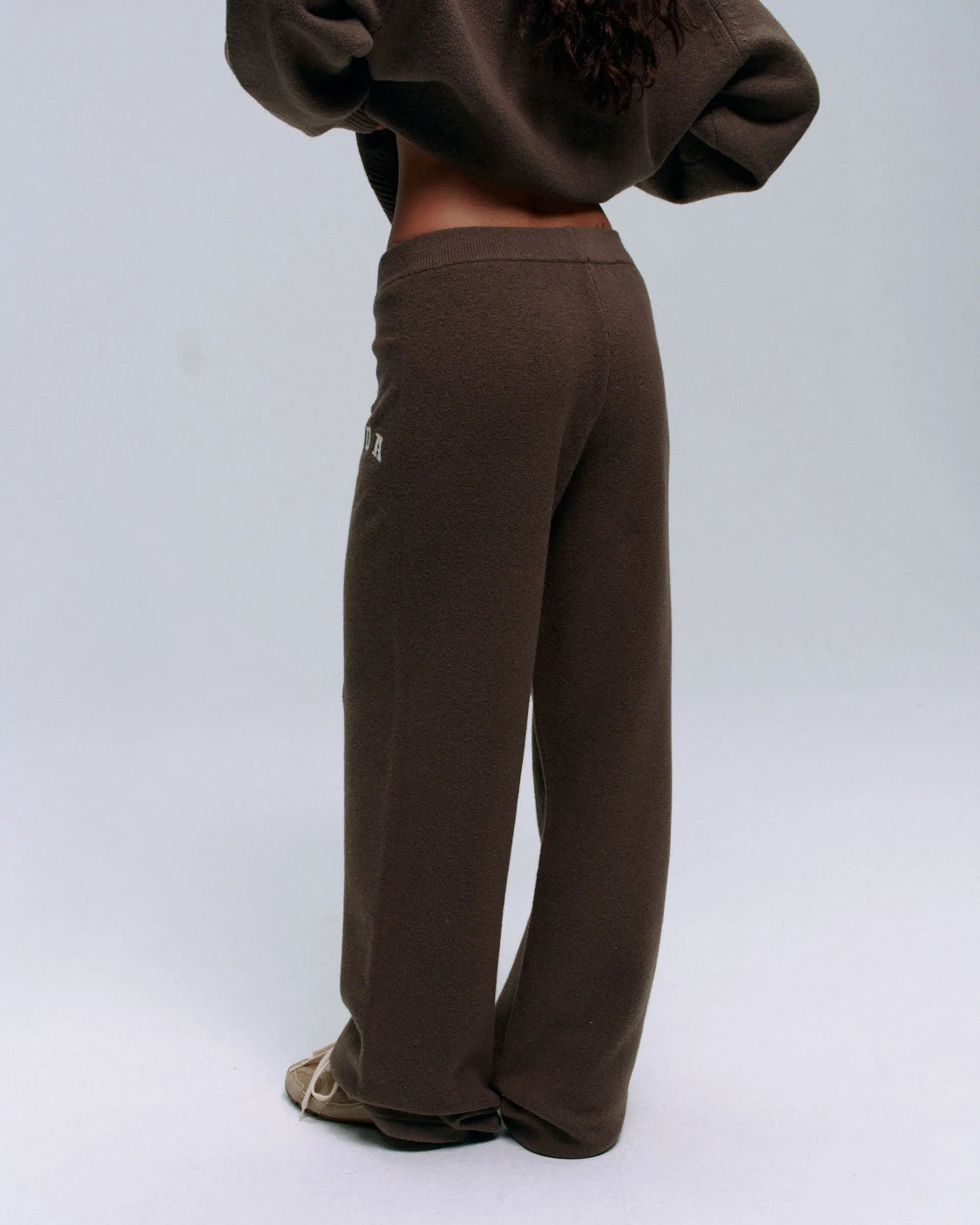 Anti Pilling Finish ADA Knit Straight Leg Sweatpants - Dark Cocoa Brown/Cream