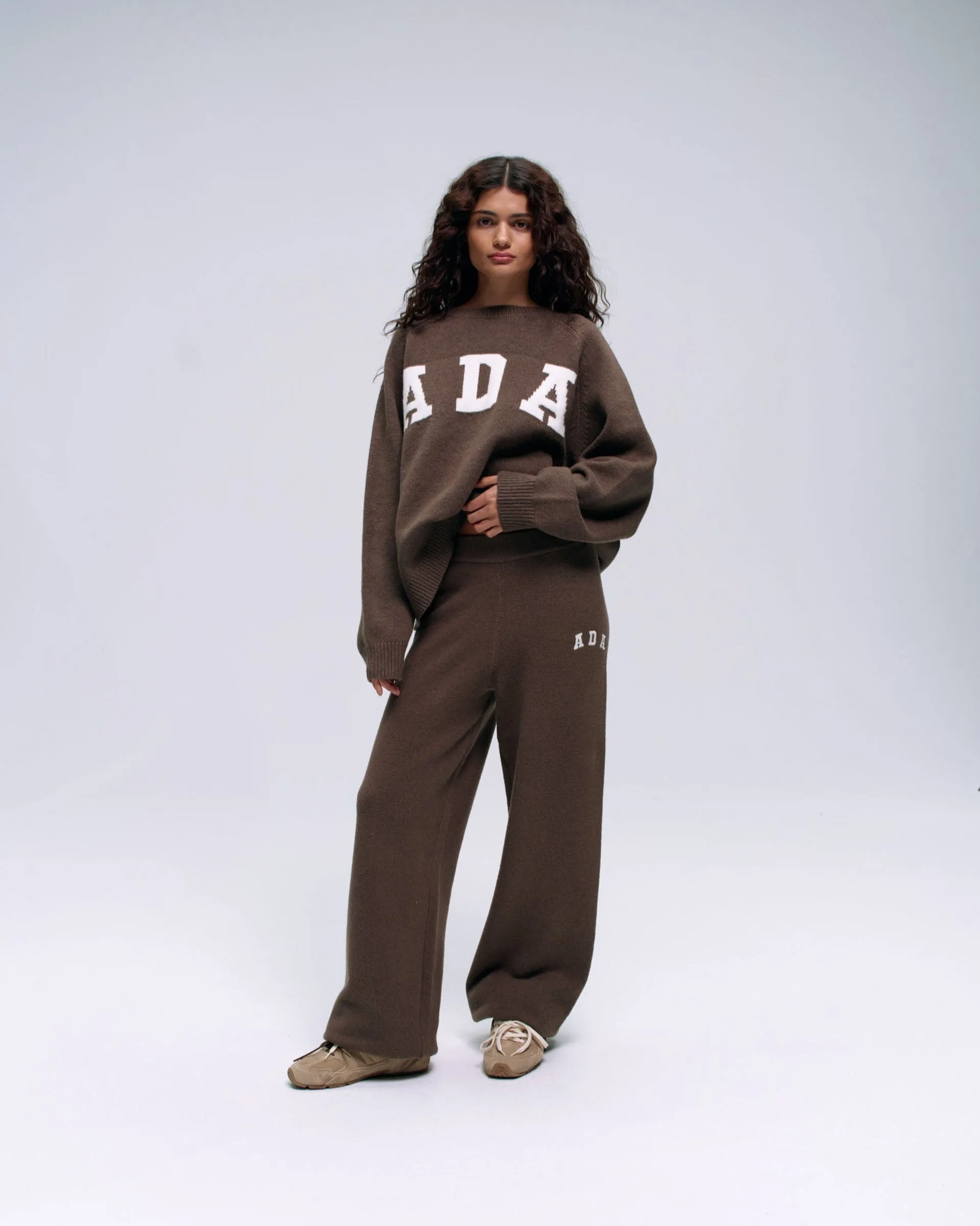 ADA Knit Straight Leg Sweatpants - Dark Cocoa Brown/Cream Timeless Utility Premium Stretch
