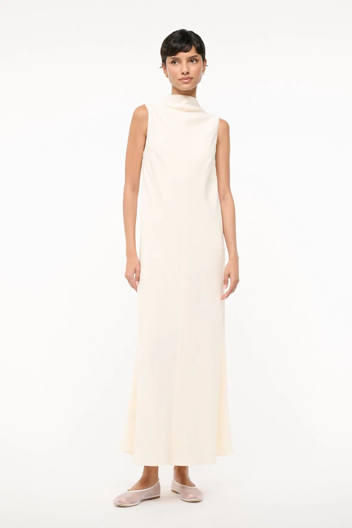 ARAYA DRESS | IVORY Cool Texture Sleek Cut