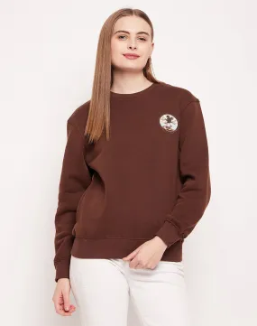 Madame Disney Graphic Print Chocolate Brown Sweatshirt Fresh Sporty Casual Essentials