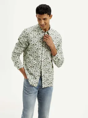 Men's Floral Slim Fit Linen Shirt Designer Touch Matte Look