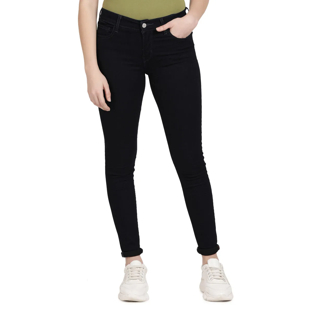 On The Go Women's 710 Navy Blue Skinny Fit Mid Rise Jeans