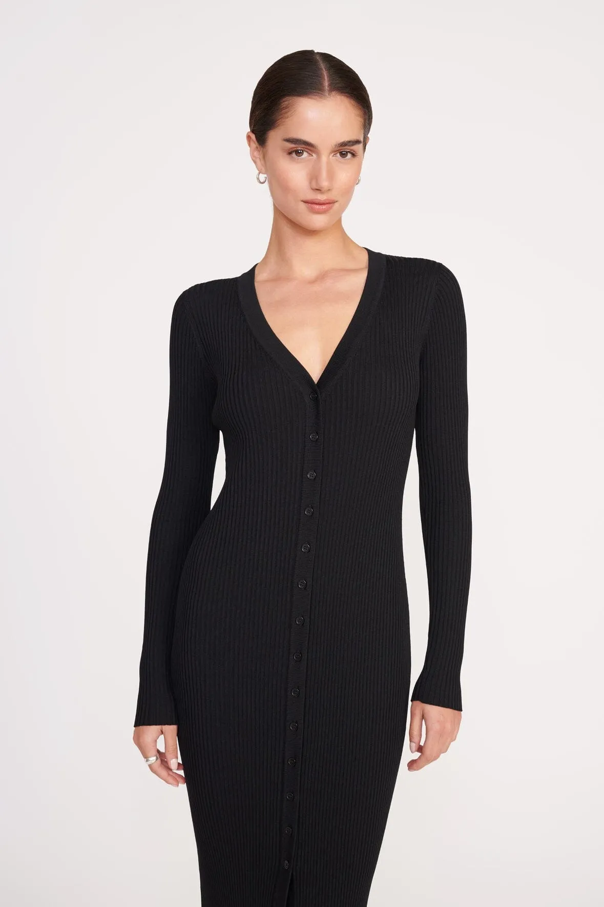 Wide Hemline Polished Cut MAXI SHOKO SWEATER | BLACK