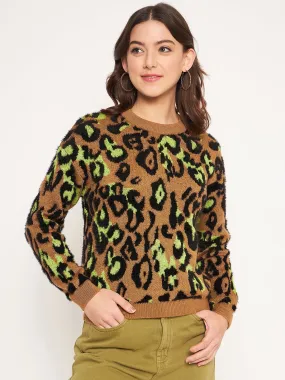 Minimalist Fit Madame Coffee Animal Printed Sweater