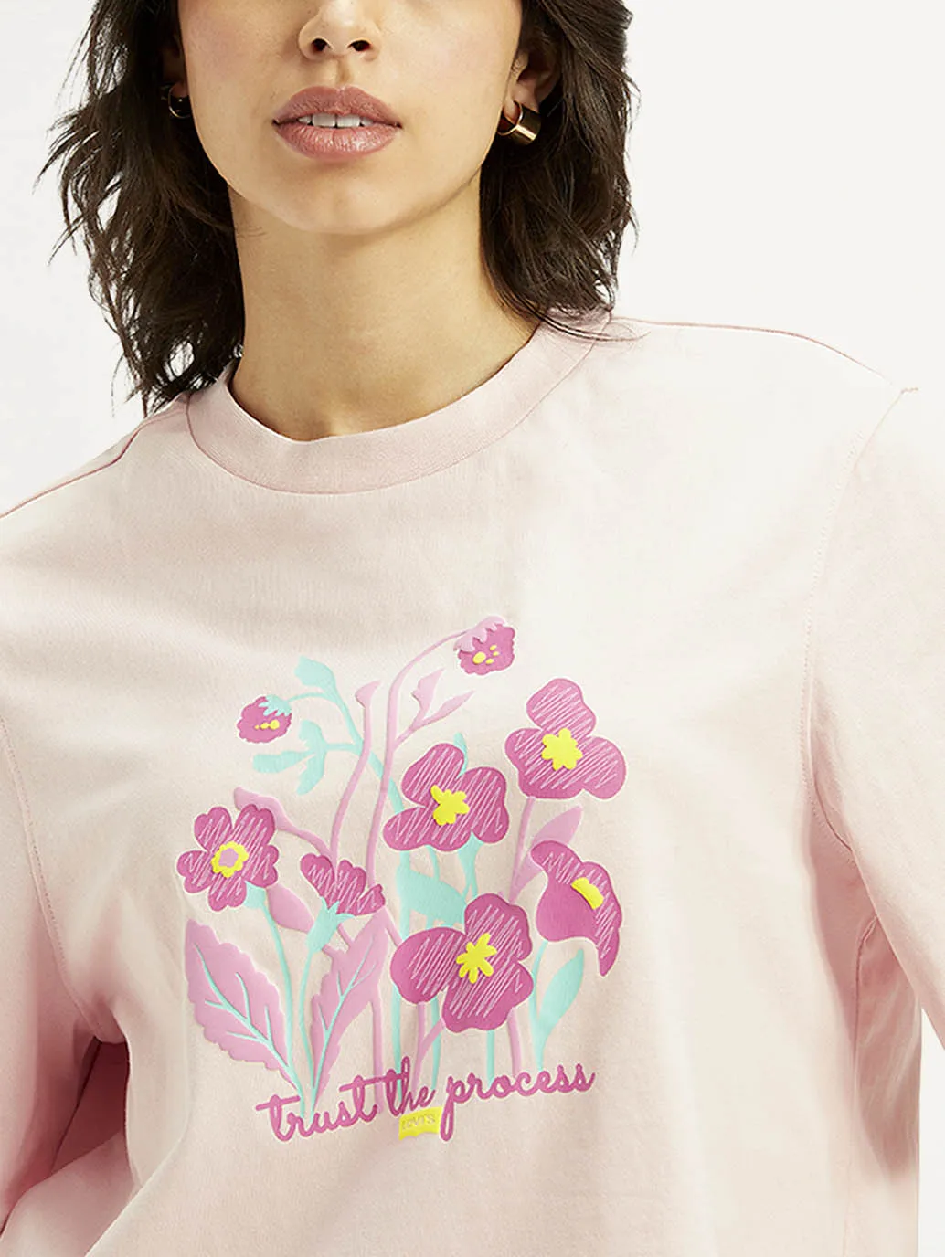 DoubleLayeredCollar Sporty and Cool Women's Printed Boxy Fit T-Shirt