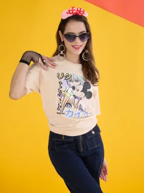 All-day style Madame Disney Mickey Mouse Peach Oversized T-Shirt