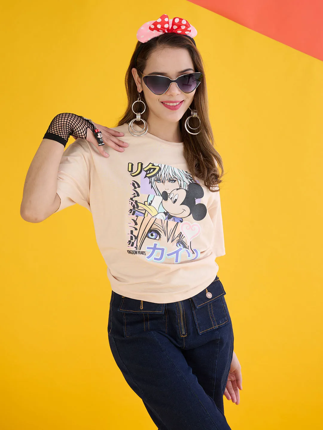 All-day style Madame Disney Mickey Mouse Peach Oversized T-Shirt