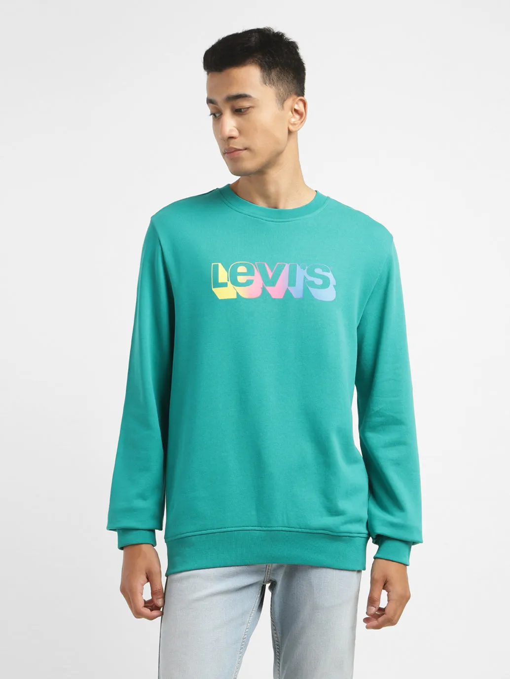 watch accents Men's Brand Logo Crew Neck Sweatshirt