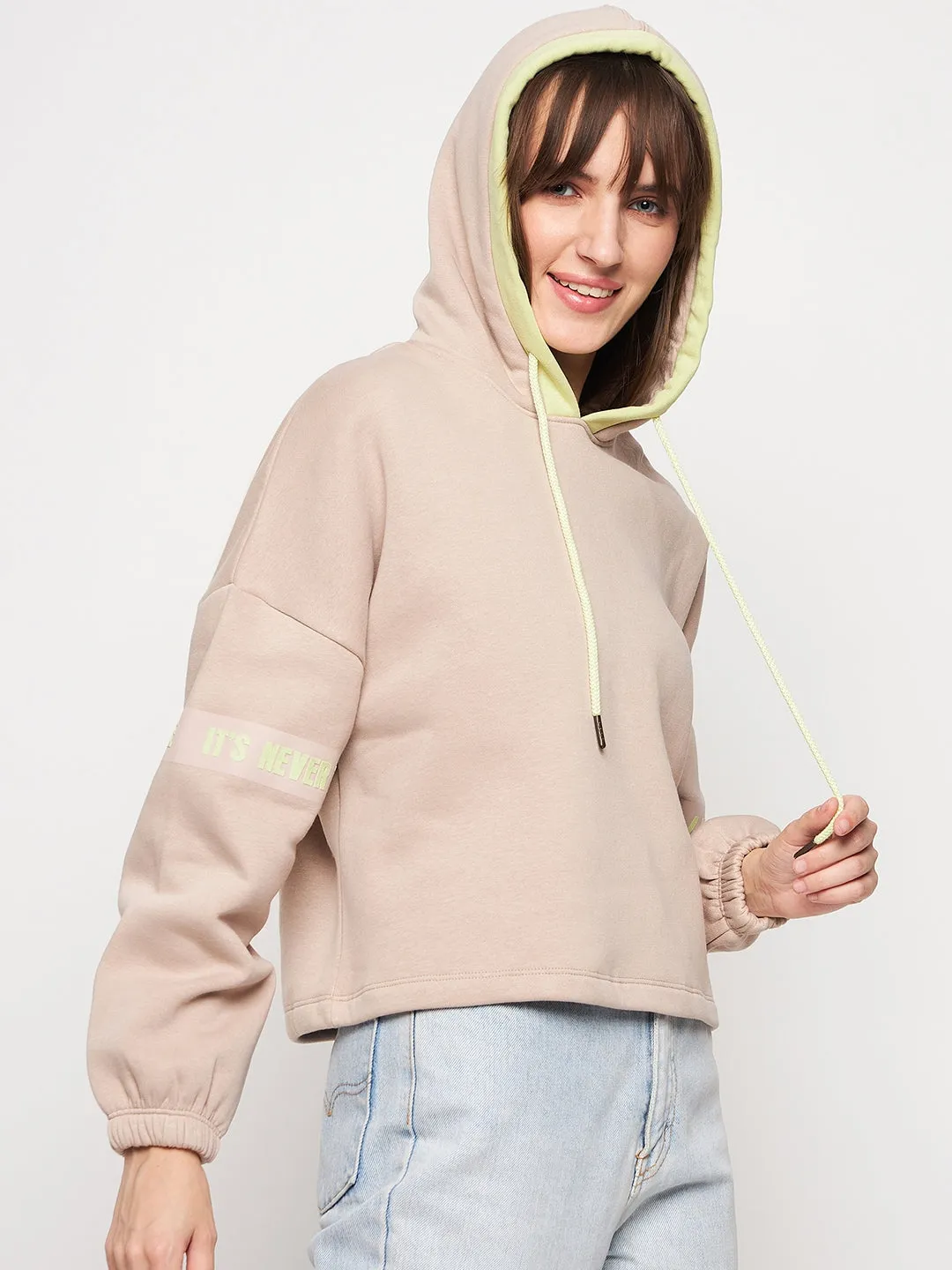 Timeless Comfort Madame Beige Hood Neck Sweatshirt