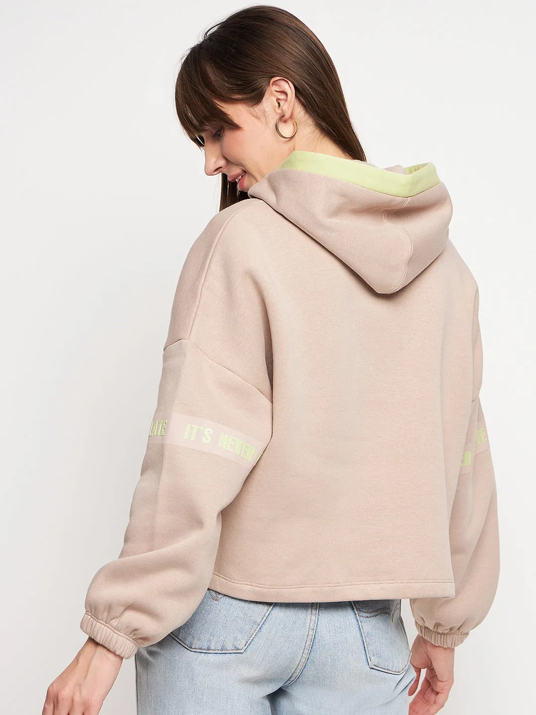 Madame Beige Hood Neck Sweatshirt Urban Sporty