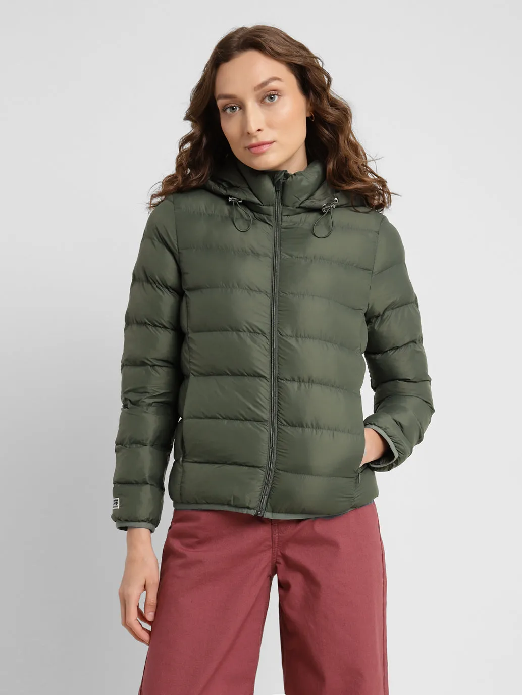 Seasonal Trend Durable Design Women's Solid Hooded Quilted Jacket