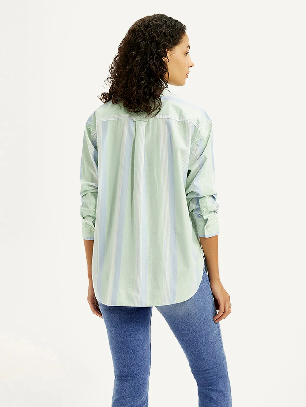 Chill Fit Women's Striped Light Green Slim Fit Shirt
