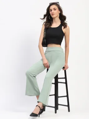 Outdoor Lifestyle Madame Pleated Elasticated Waist Solid Moss Green Trousers