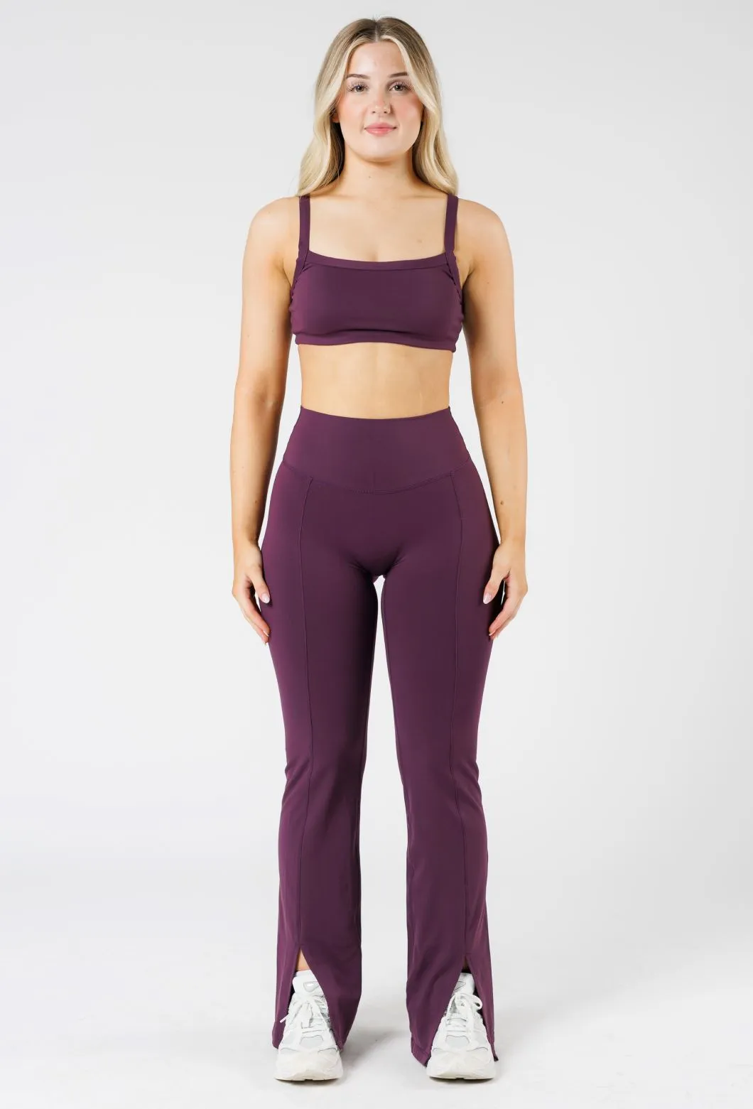 FormLux Front Slit Sculptseam? Plus Flare Legging 32" Wildberry Sport Flex Luxury Choice Weekend Trip