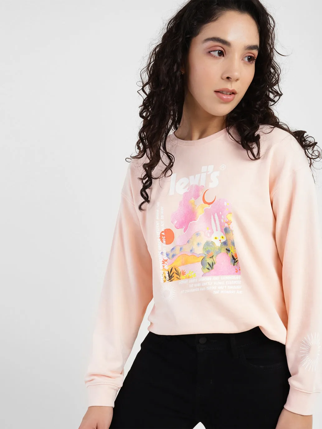 Women's Graphic Print Round Neck Sweatshirt product fringe edginess