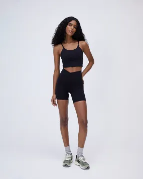 Ultimate Wrap Over Crop Shorts - Black Stretch Comfort souvenir choice