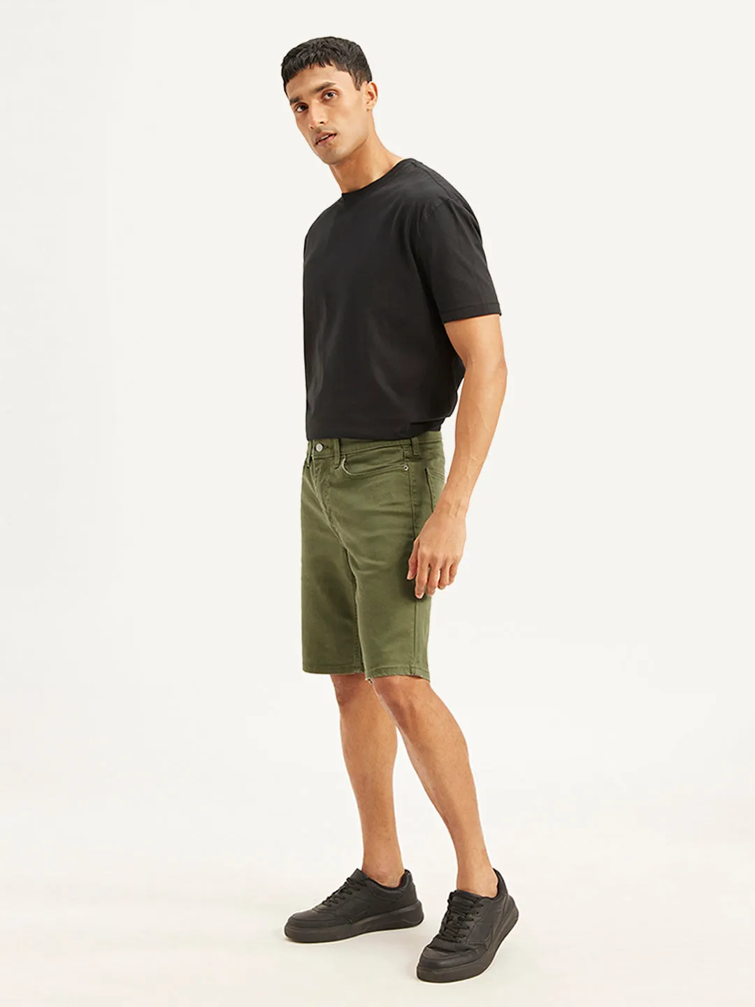 Flexible Fit Wear Quick Dry Material Men's Olive Tapered Shorts