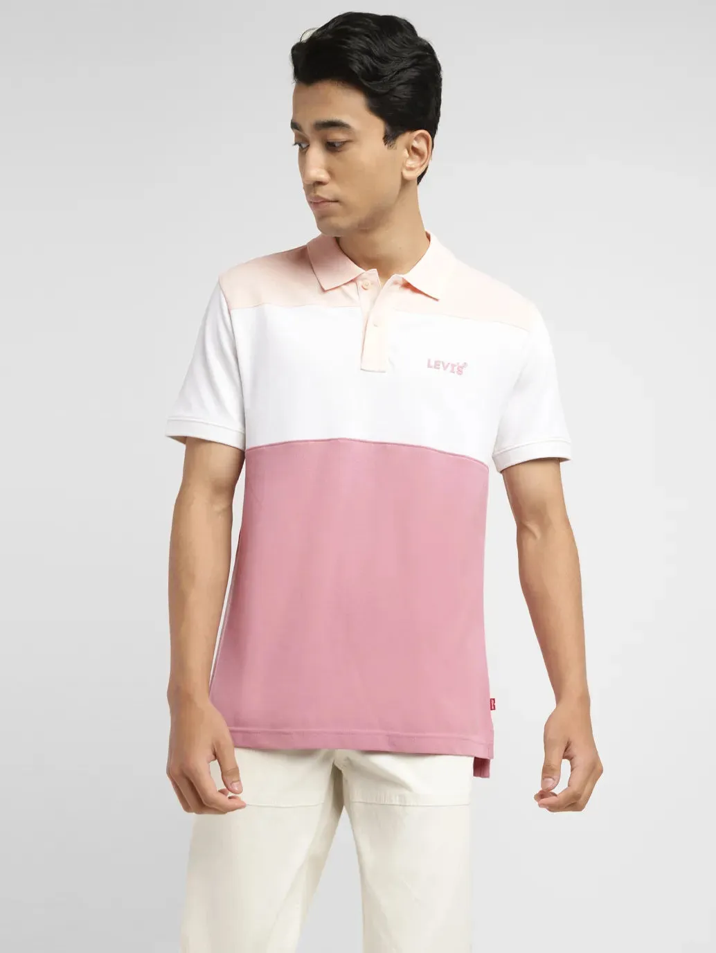 Men's Colorblock Slim Fit Polo T-shirt Street Fashion SoftCheckered Weave