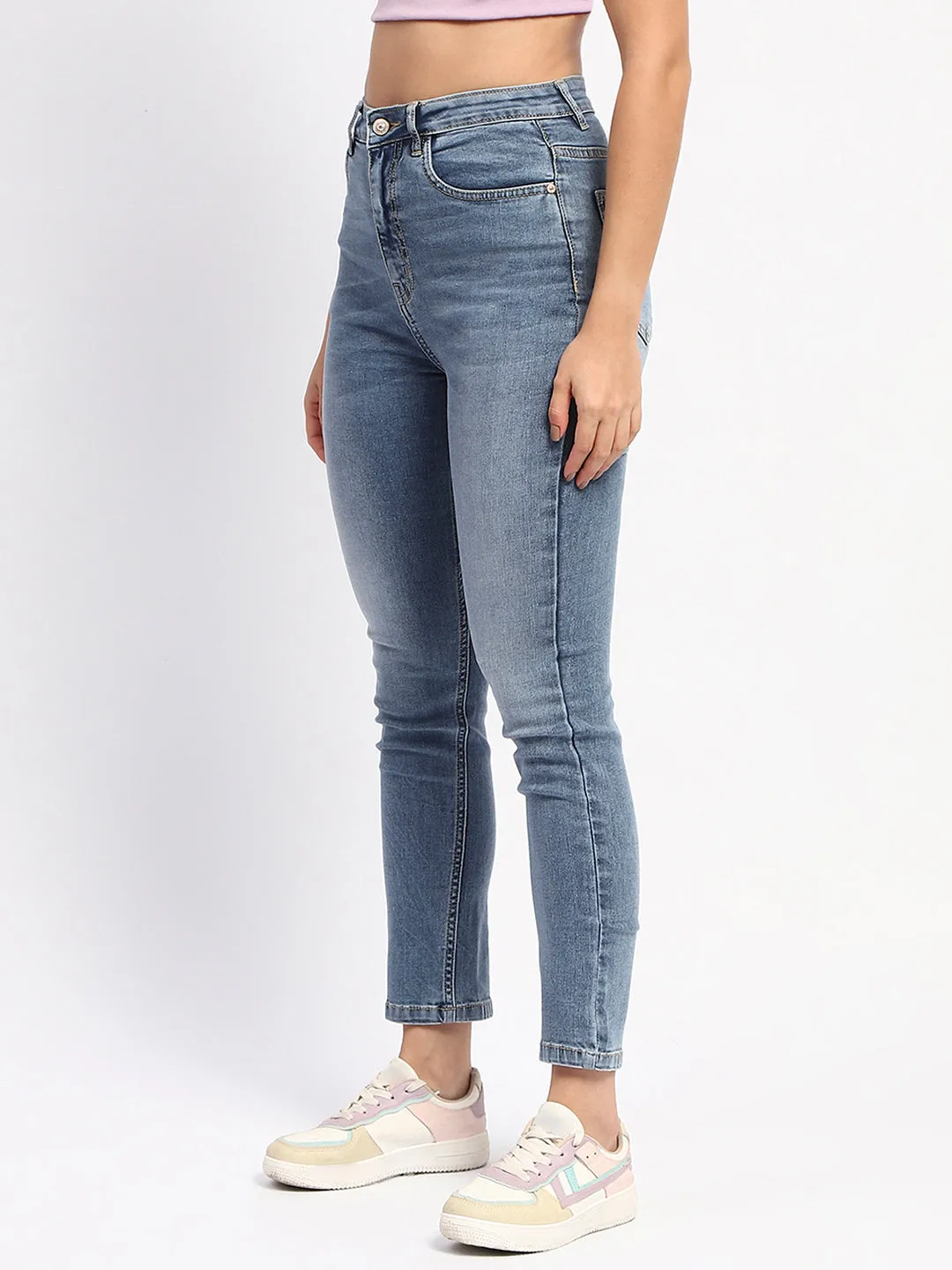 Madame Straight Fit Light Blue Denim Effortless Comfort Stretch Enhanced Mobility