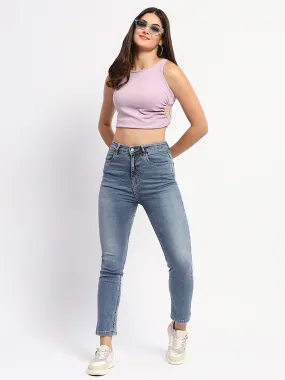 Relaxed Aesthetic High Durability Thread Madame Straight Fit Light Blue Denim