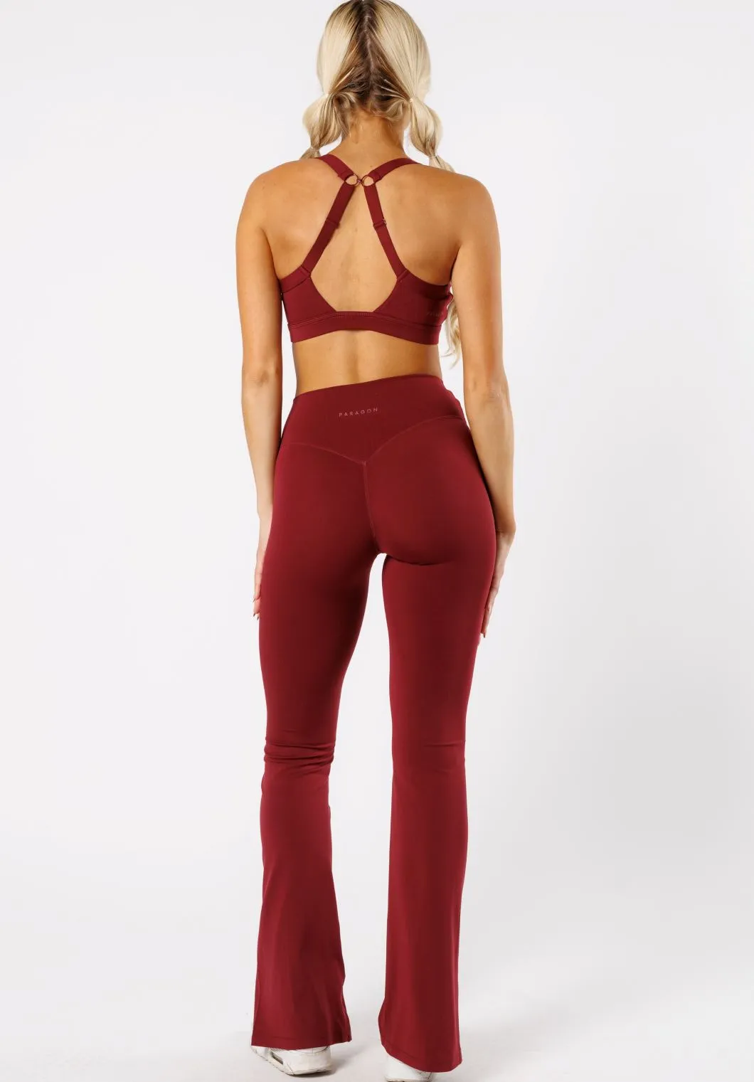 Reluna? Front Slit Sculptseam? Flare Leggings 34" Red Velvet For Teens Skin Friendly Double Layer Pilates Session