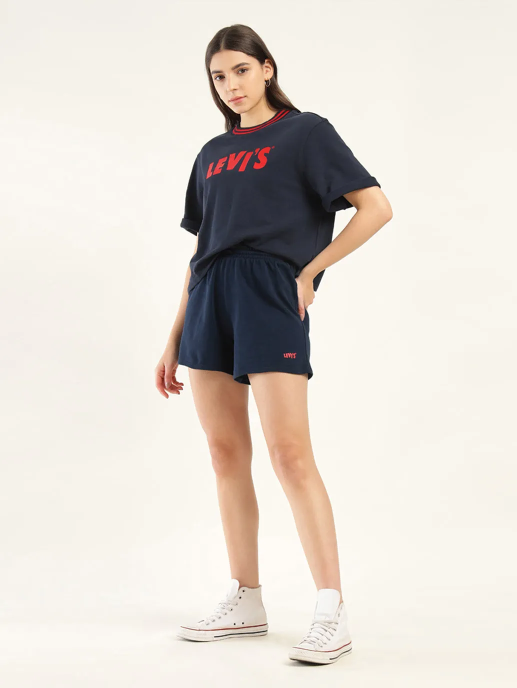 Heels Women's Mid Rise Navy?Regular Fit Shorts