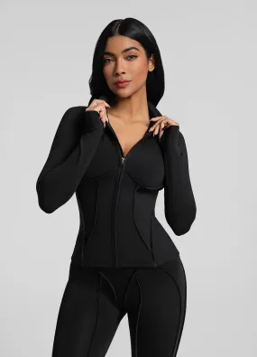 Airtight Fasteners Contour Zip-Up Long Sleeve Top