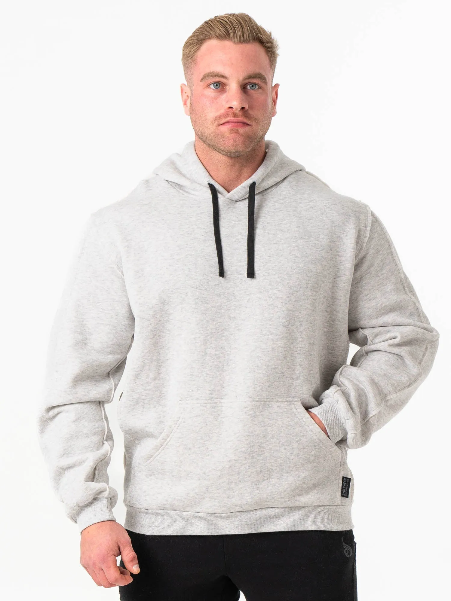 Runway Inspired Multi Pocket Layout Force Hoodie - Chalk Grey Marl