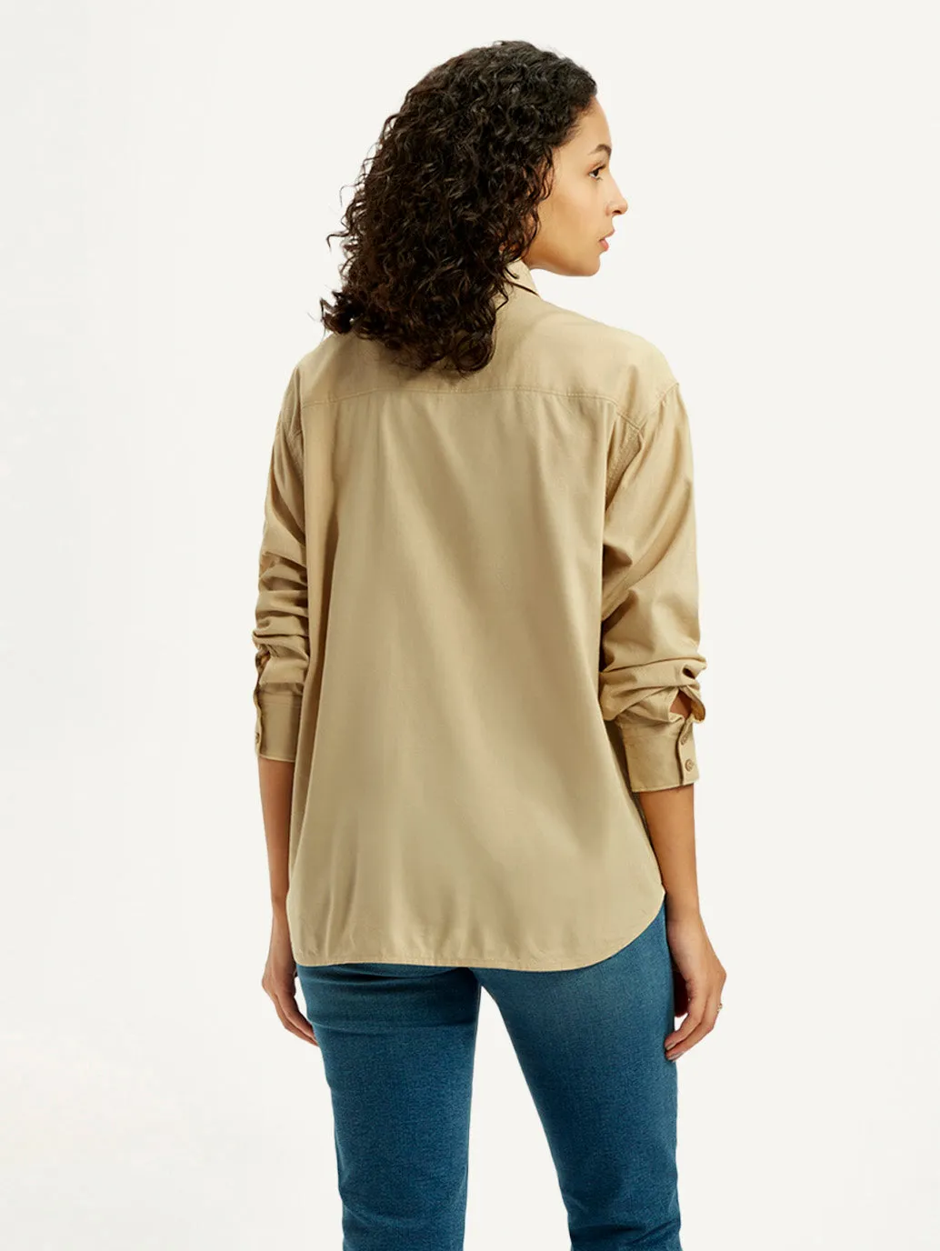 Women's Solid Beige Slim Fit Shirt Fashionable Look