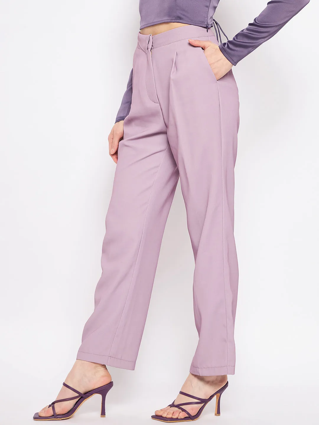 Madame Pleated Mauve Trouser Soft Touch