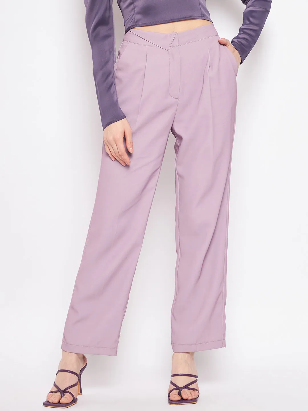 Quick Motion Madame Pleated Mauve Trouser