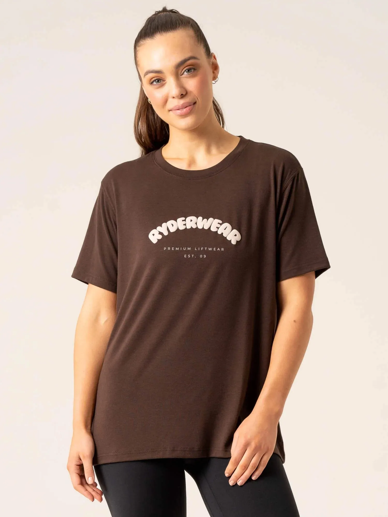 Off Side Longline T-Shirt - Chocolate soft look
