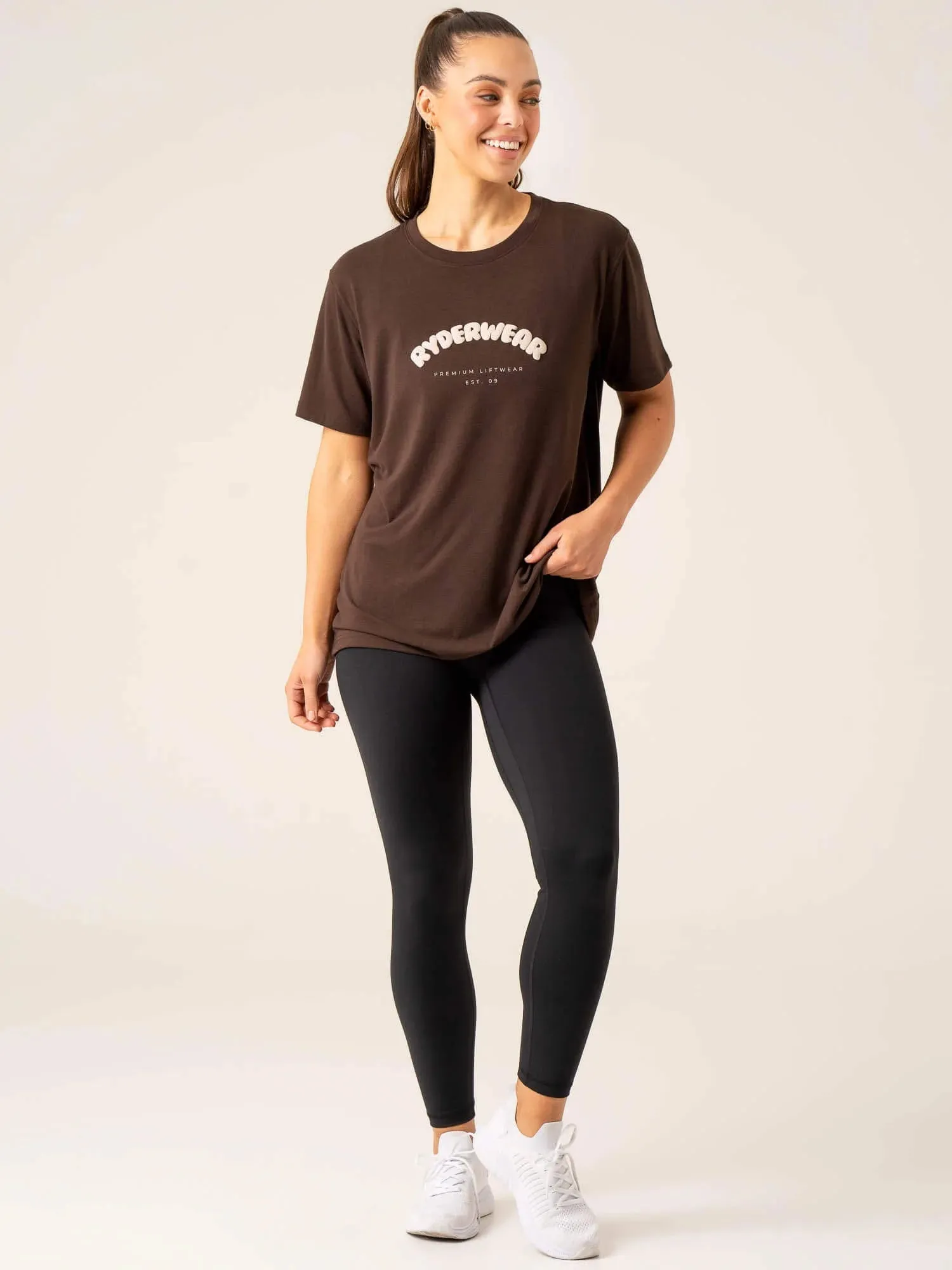 Off Side Longline T-Shirt - Chocolate UltraSoftBrushedInterior