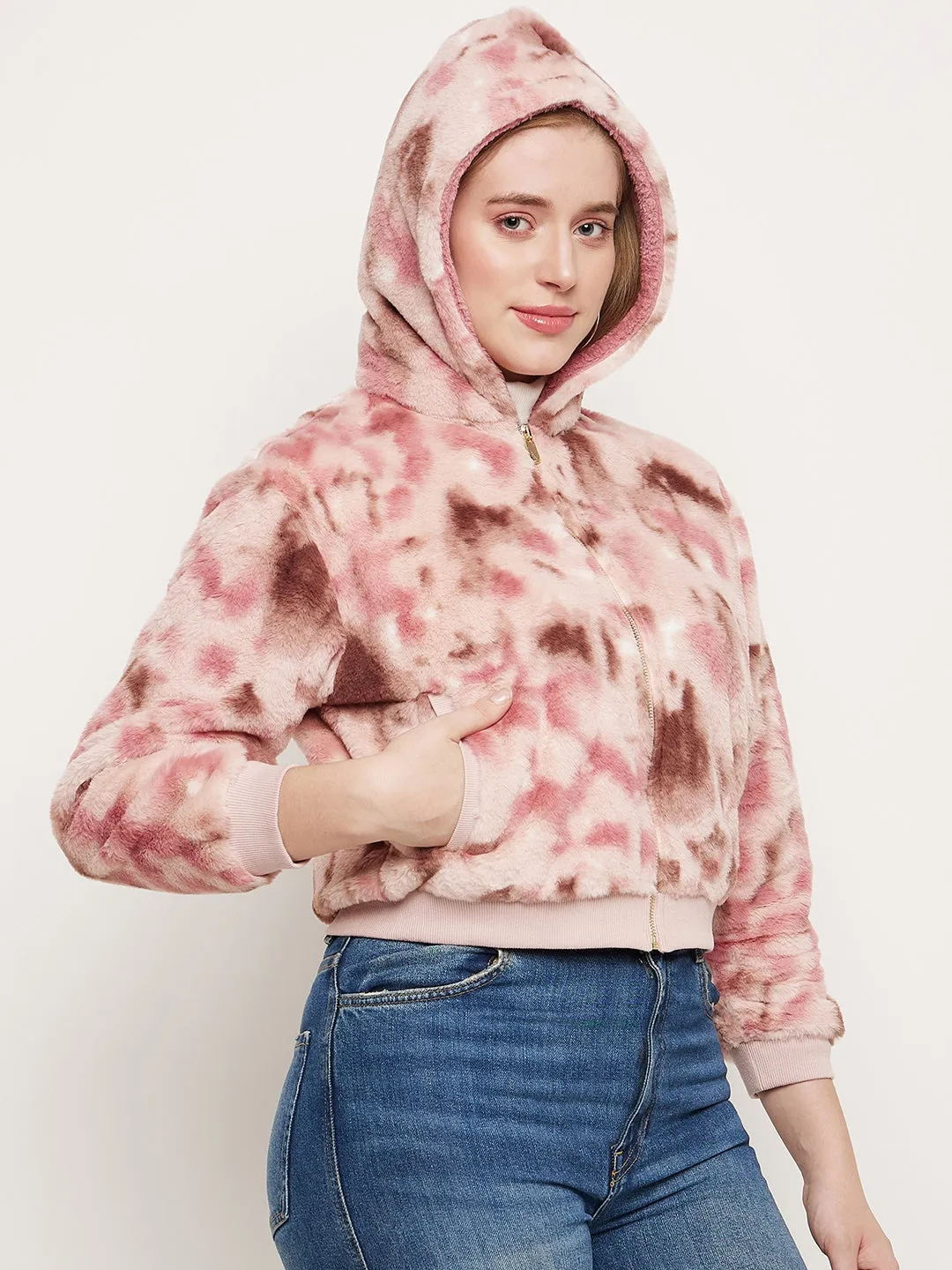 Madame Blush Fleece Tie-Dye Hooded Sweatshirt Hoodie Style Home Wear