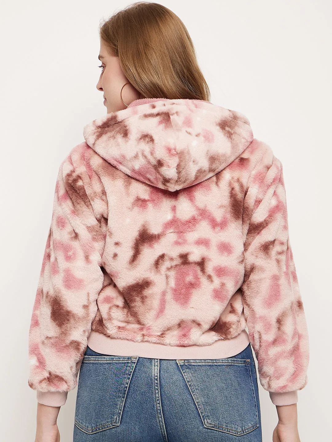 Breathable Design Comfy Look Madame Blush Fleece Tie-Dye Hooded Sweatshirt