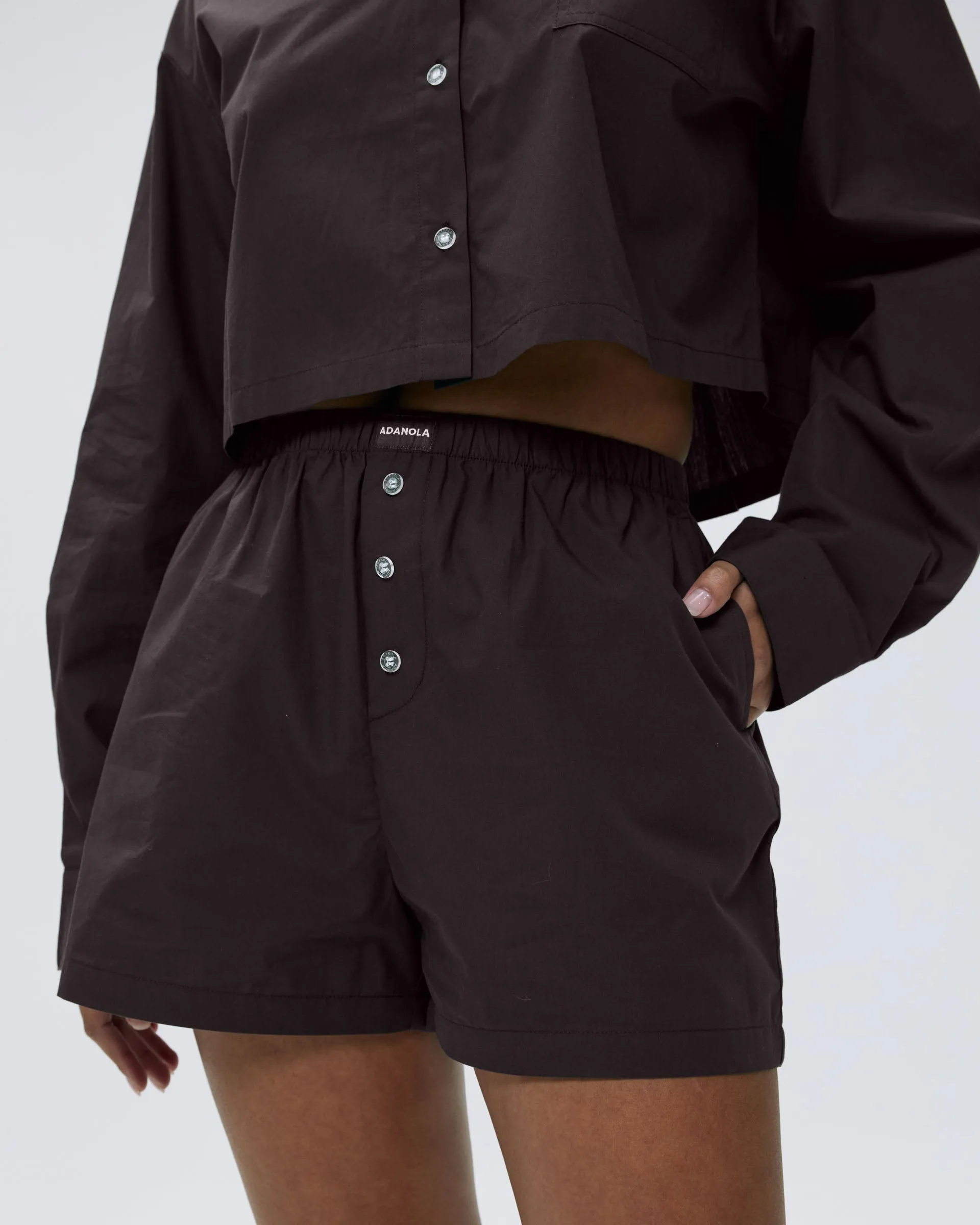 Cotton Boxer Shorts - Coffee Bean Reflective Trim Detail Business casual