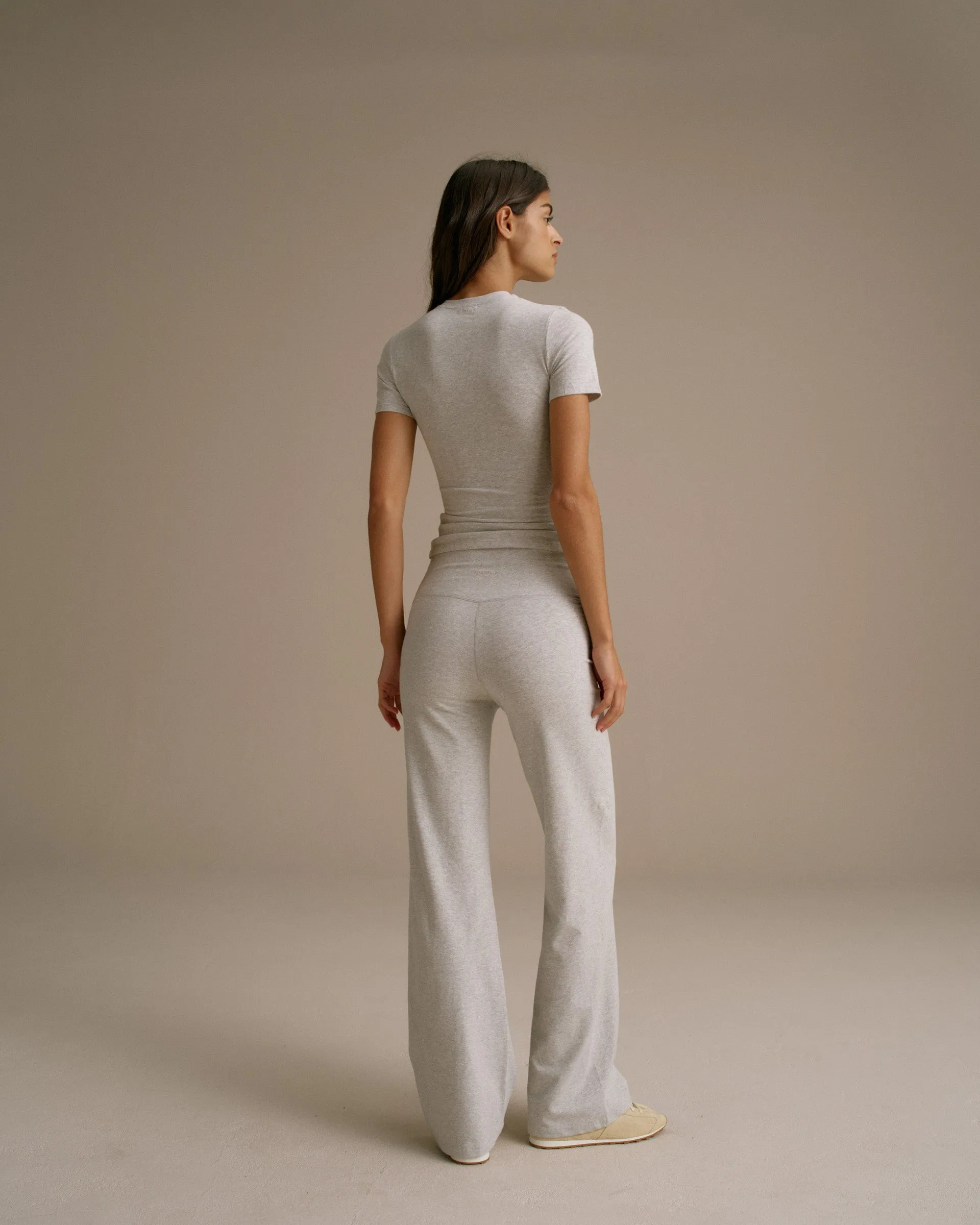 Cotton Yoga Pant - Grey Melange Plaid detail Recycled fibers