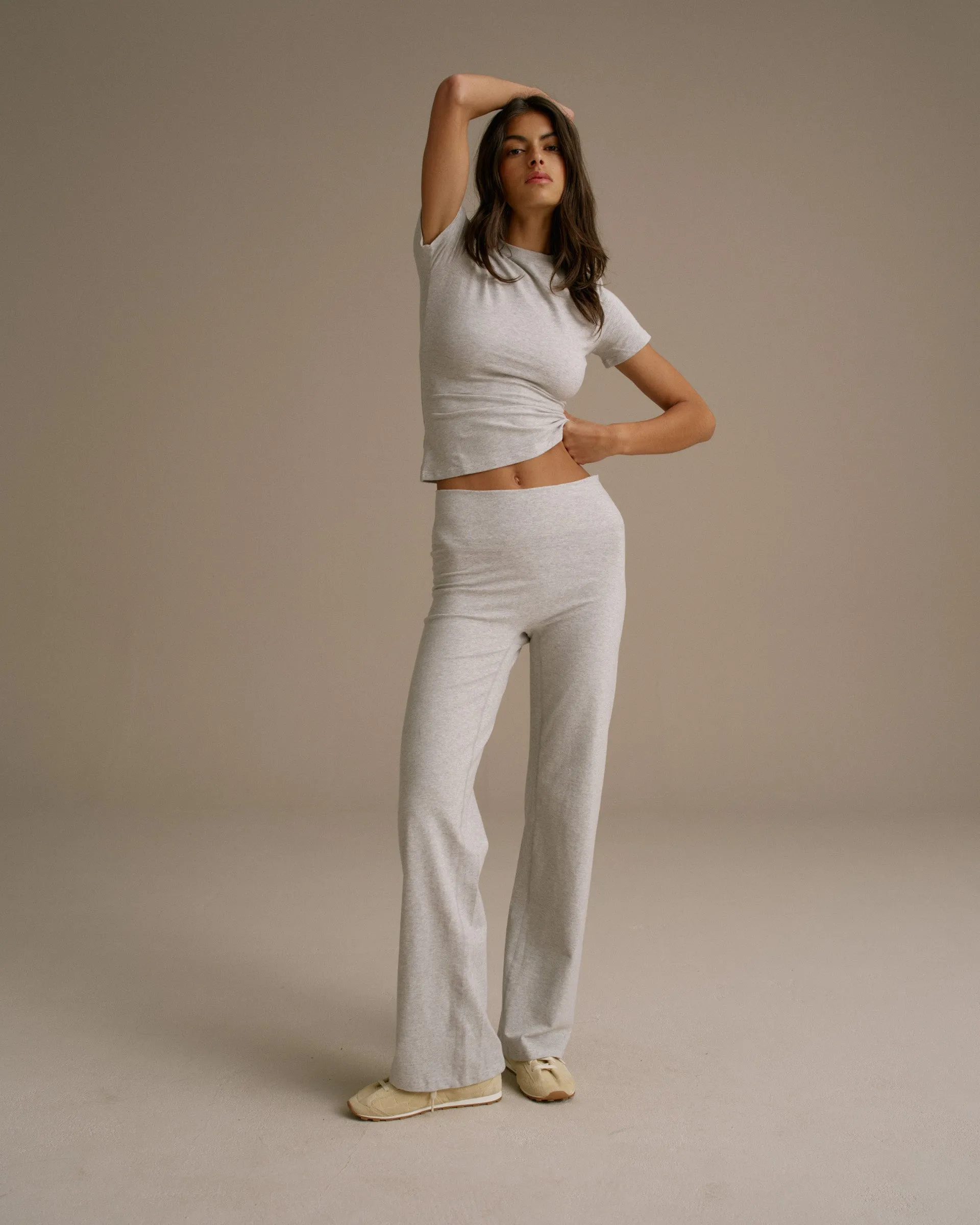 Cotton Yoga Pant - Grey Melange Modern Waist