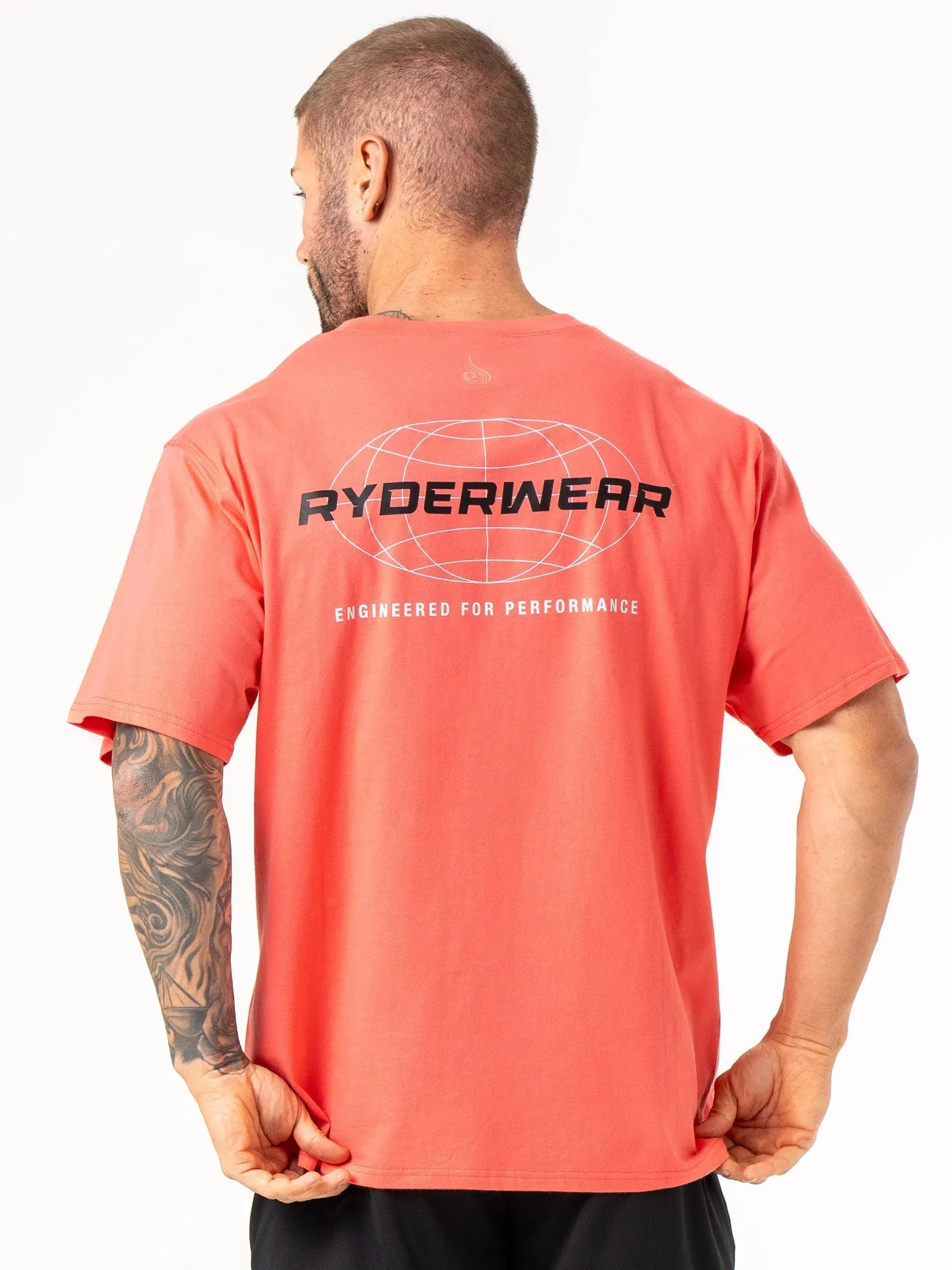 ReinforcedNeckline Energy Oversized T-Shirt - Coral