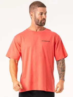Energy Oversized T-Shirt - Coral Effortless Wearable Perfect for Layering