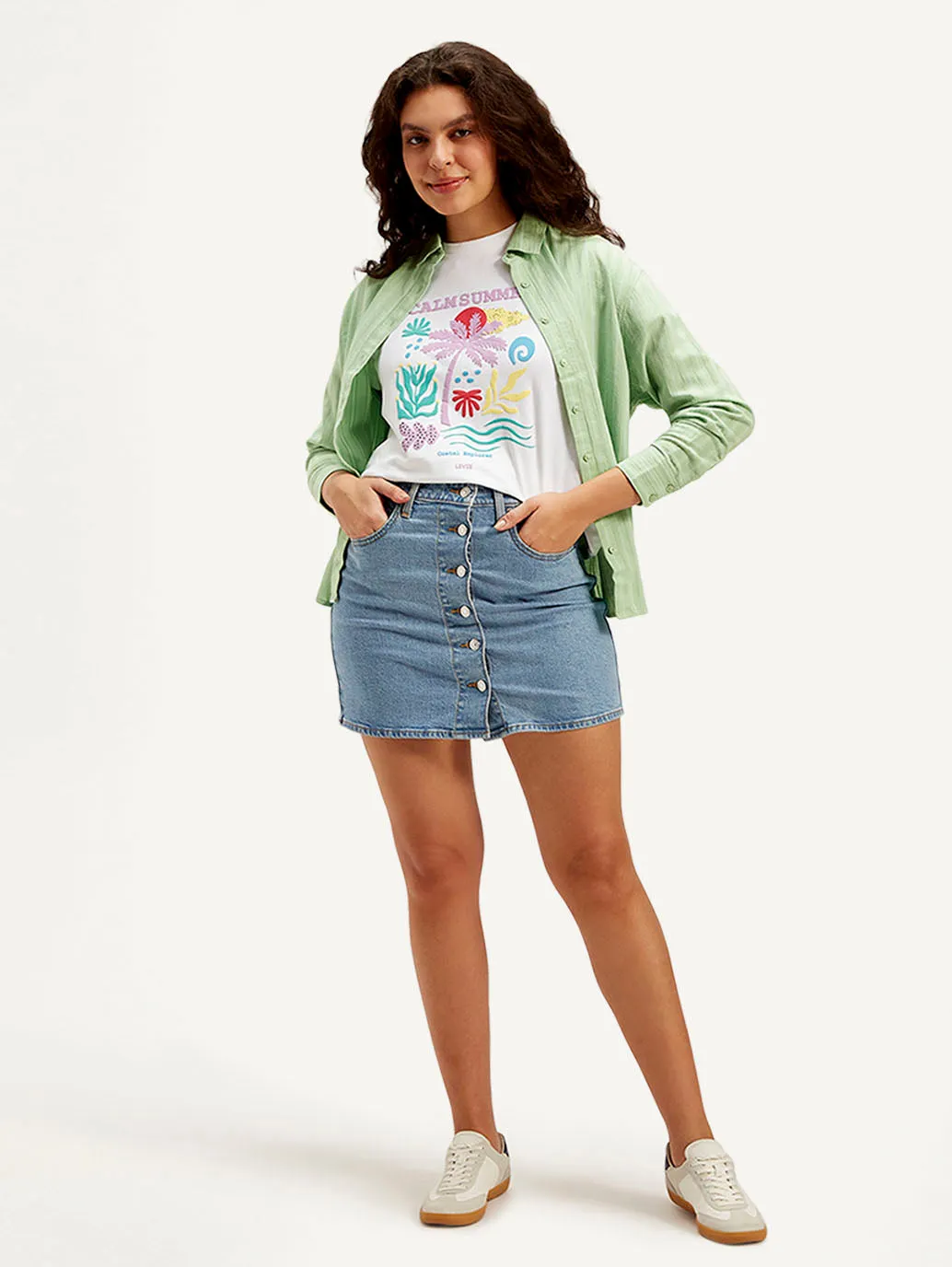 Women's Mid Rise Blue?Regular Fit Skirt Mini length Fashion Style