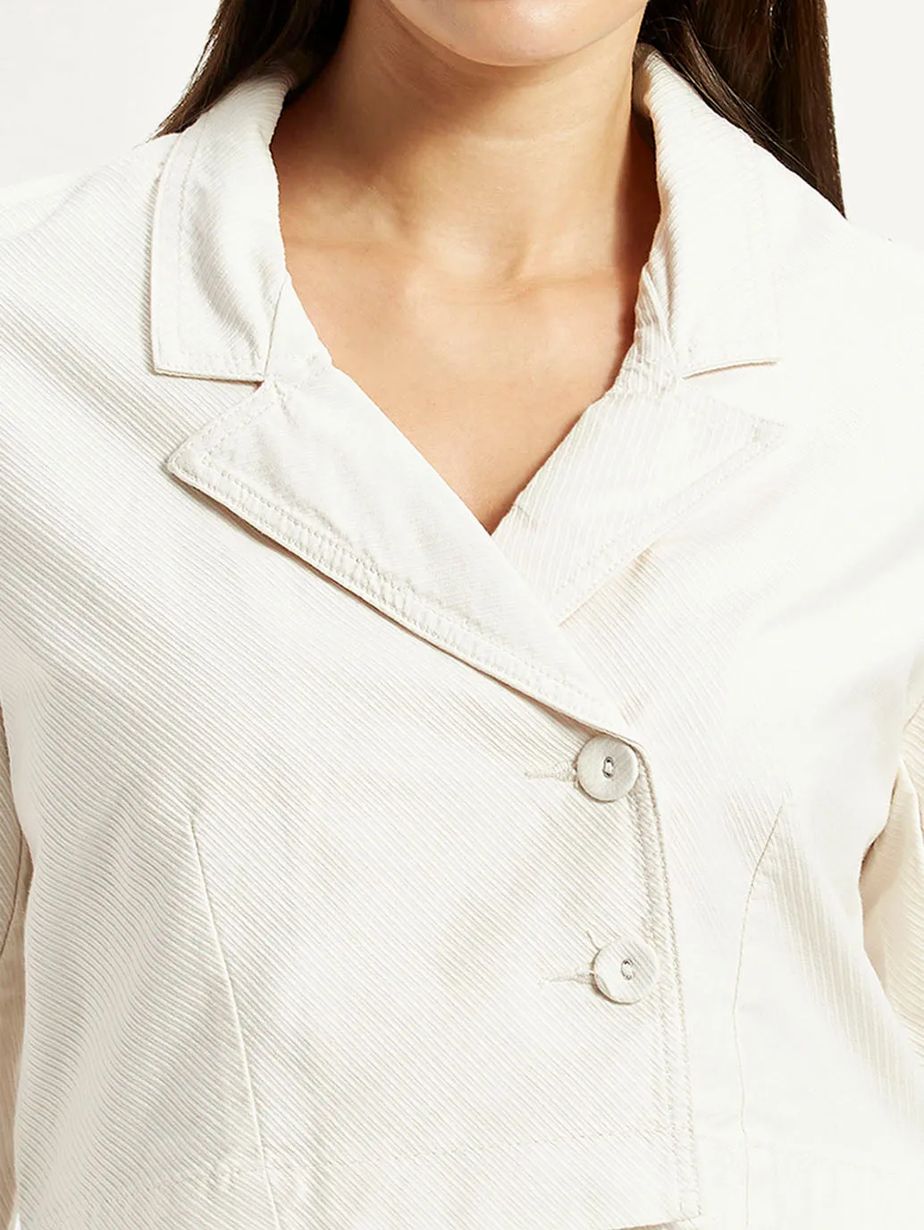 Frictionless Inner Layer Women's Self Design Off-White Stylised Jacket