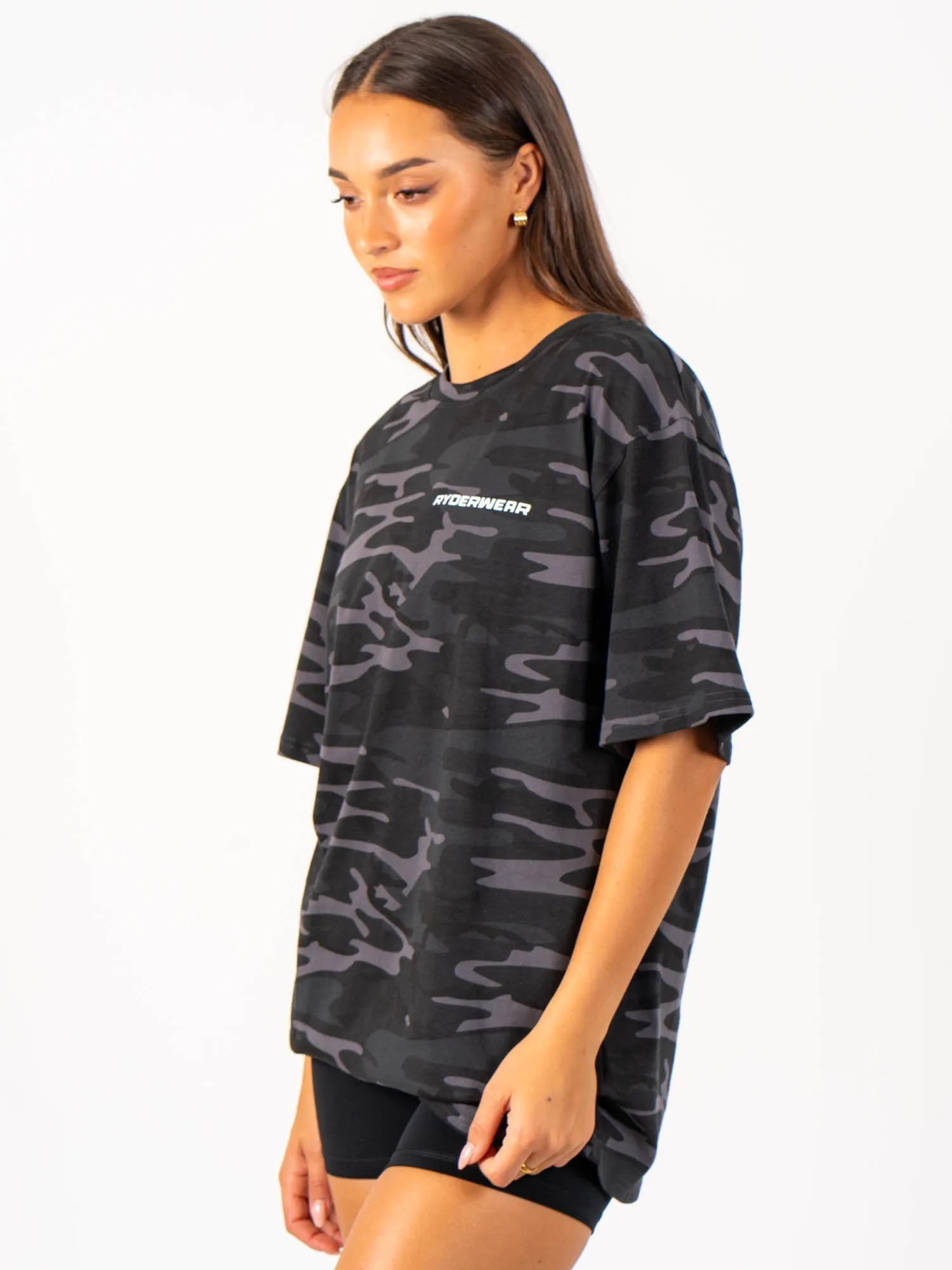 Friction Free Inner Lining Energy Oversized T-Shirt - Black Camo