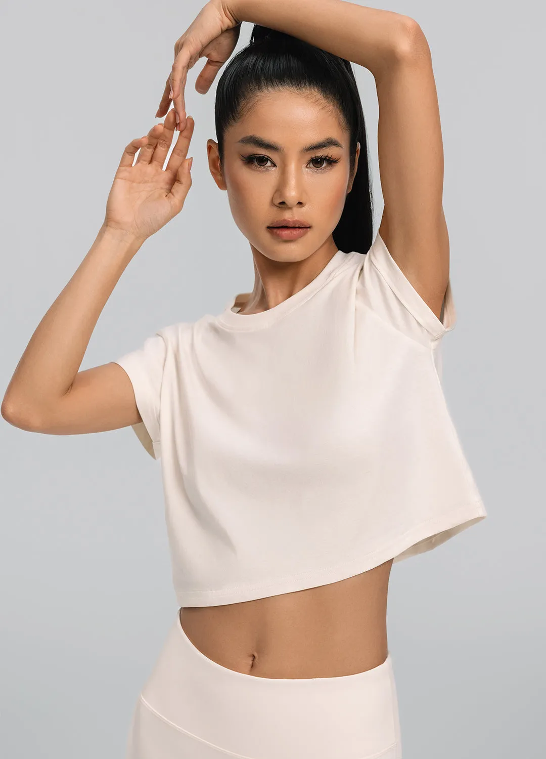 Cropped Cotton T-Shirt Organic Cotton Construction Vegan